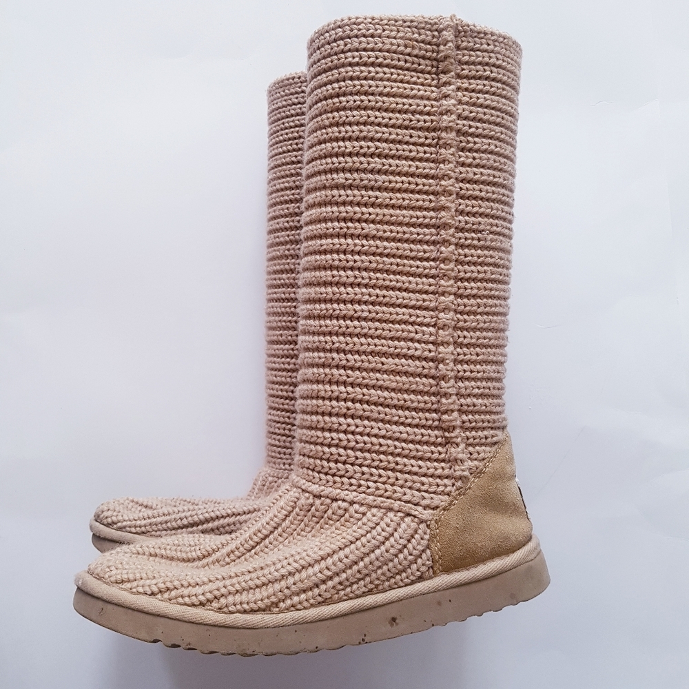 UGG Tan Cable Knit Tall Boots